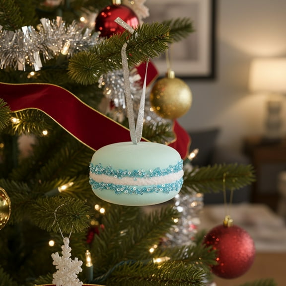 Hometravel Christmas Macaron Cake Ornament, Decorative Pendant for Showcase and Tree Display, Sweet Themed Holiday Ball for Festive Decor, Gift Idea