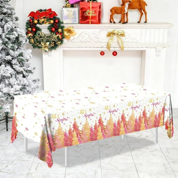 Hometravel Christmas Party Tablecloth, Snowflake Reindeer Pattern Holiday Table Cover, Festive Dining Decor for Gatherings, Seasonal Celebrations