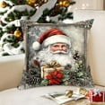 thumbnail image 1 of Hometravel Christmas Pattern Pillow Cover, Bow Santa Reindeer Linen Design, Holiday Theme Cushion Case for Sofa and Home Decor, 1 of 6