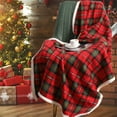 thumbnail image 1 of Hometravel Christmas Red Green Plaid Blanket, Soft Flannel Throw with Faux Sherpa Back, 100x140cm Sofa Bed Cover for Winter Warmth, Home Decor, 1 of 6