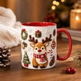 thumbnail image 1 of Hometravel Christmas Reindeer Ceramic Coffee Mug, Milk Cup with Flat Design, Holiday Drinkware for Home Kitchen and Christmas Gift, 1 of 7