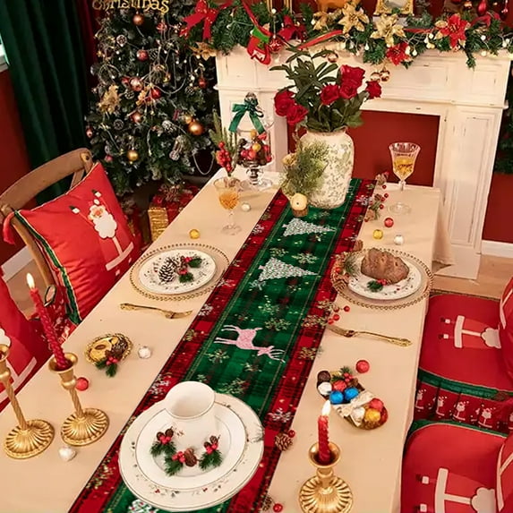 Hometravel Christmas Tablecloth, Long Waterproof Table Cover for Dining Table, Festive Holiday Table Decoration for Living Room or Party Setup