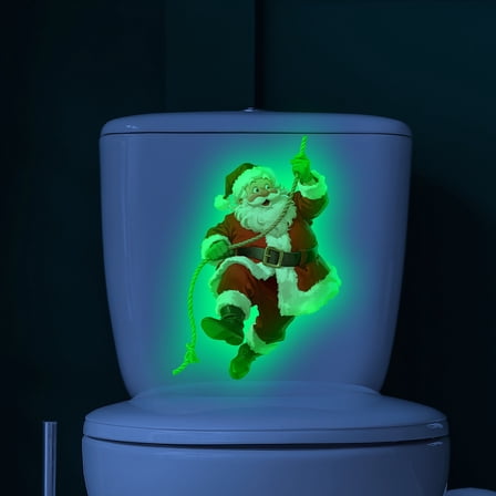 Hometravel Christmas Toilet Stickers, Holiday Bathroom Decoration Vinyl Clings, Festive Seasonal Waterproof Sticker Designs for Lavatory, Restroom, Washroom Surfaces