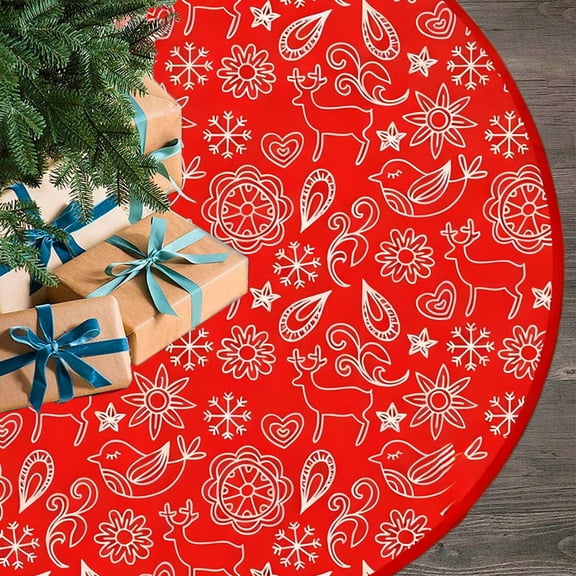 Hometravel Christmas Tree Skirt, 35 Inch Delicate Print Bottom Decoration, 90cm Festive Tree Base Cover for Holiday Display, Party Setting