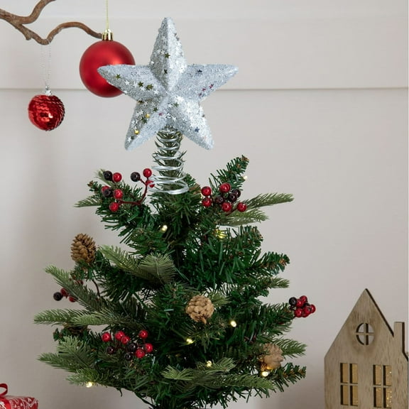 Hometravel Christmas Tree Topper Star, Five-Point Star Tree Top Decoration, Shining Holiday Party Decor for Home Christmas Tree