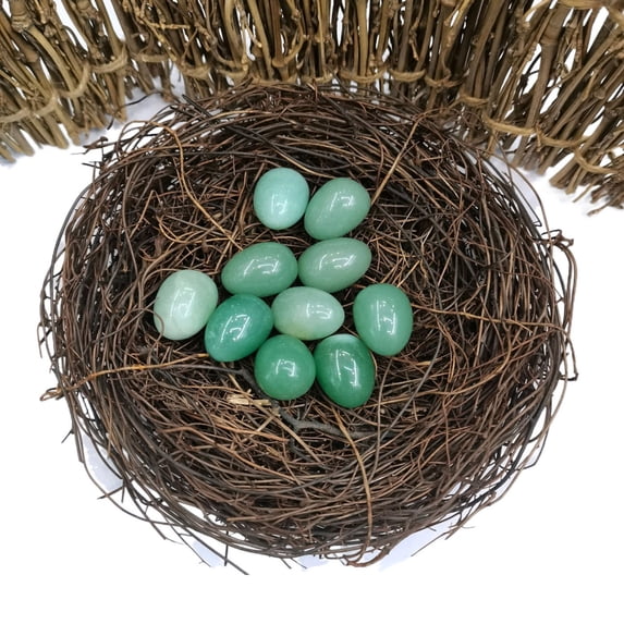 Hometravel Crystal Mini Easter Eggs, 20mm Agate Stone Bird Egg Decorations, Set of 10 Natural Looking Gemstone Eggs for Bowl, Tiered Tray, Spring Display