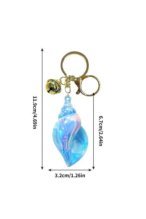 Cute Conch Shaped Keychain, Colorful Large Acrylic Key Ring and Car Key Decor, Decorative Backpack Charm for Beach, Sea Theme, Travel, Gift