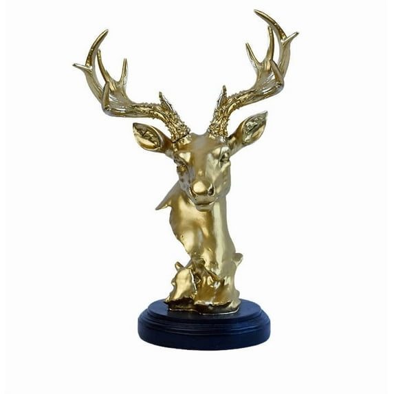Hometravel Deer Figurine Desk Ornament, Resin Craft Wealth Attraction Decor, Elegant Office Decoration for Desktop and Shelf Display