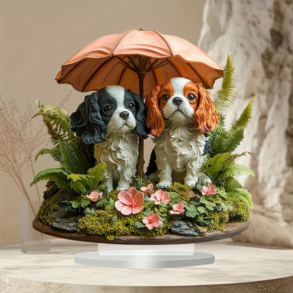 Hometravel Dog Pattern 2D Acrylic Ornament, Double Sided Print Desk Decoration for Office, Bookshelf, Dining Table, Cute Animal Themed Accent for Home, Pet Lovers