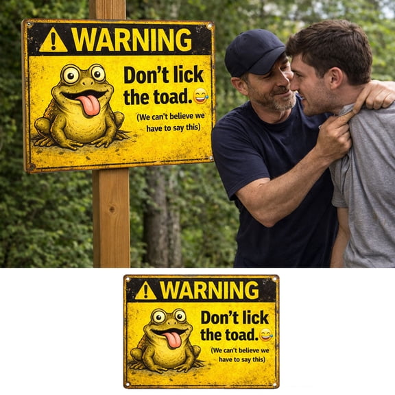 Hometravel Don't Lick The Toads Decoration, Funny Farm Decoration Outdoor Decoration, Vintage Metal Sign for Garden, Fence, Wall, Shed