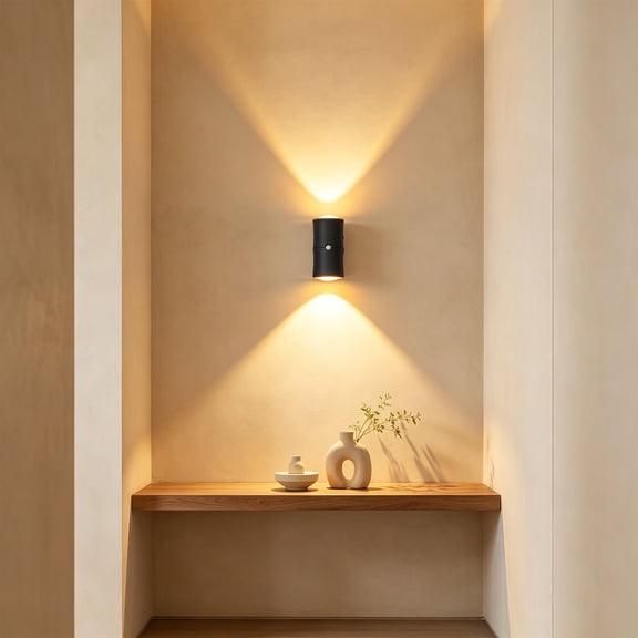 Hometravel Double Head RGB Wall Sconce, Motion Sensor LED Wall Light, Type-C Rechargeable 7 Color Lighting Effect Indoor Decor for Corridor Stair Bedroom Bar
