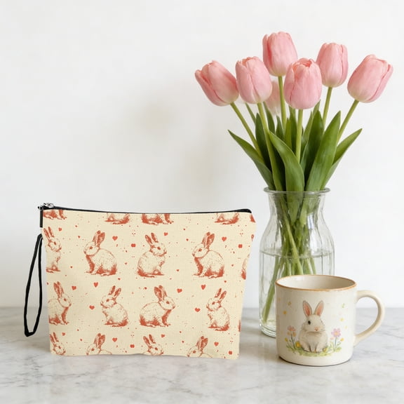 Hometravel Easter Cosmetic Bag, Travel Toiletry Pouch with Anti-Slip Chain and Handle, 25x17cm Portable Wash Bag for Outdoor Camping Holiday Gift