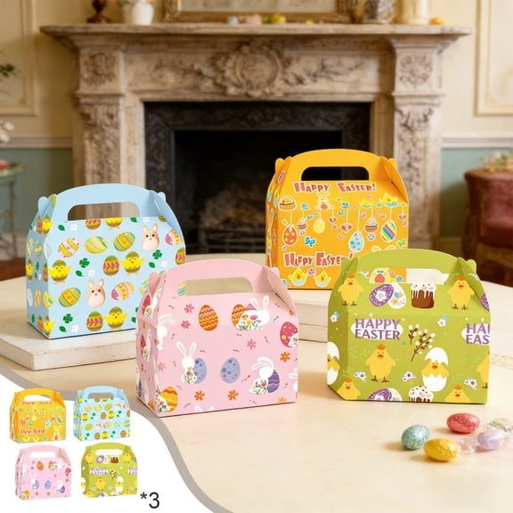 Hometravel Easter Decorative Candy Handheld Paper Box, Rabbit Party Supplies Gift Box, Holiday Treat Container for Kids