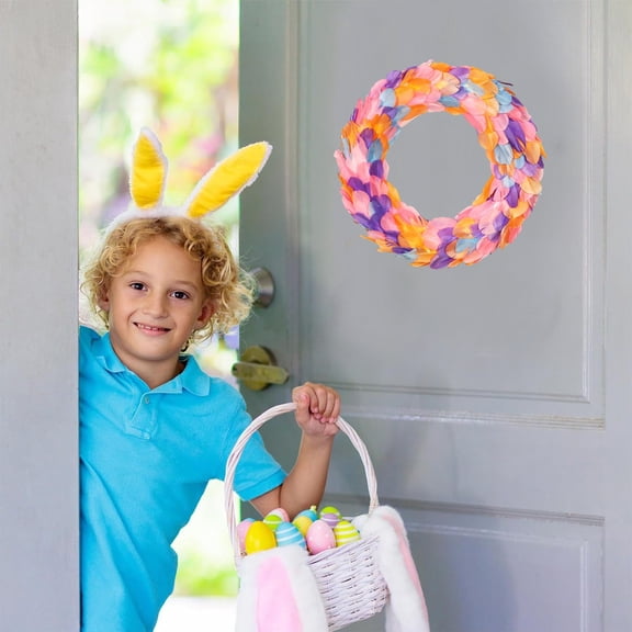 Hometravel Easter Front Door Wreath, Spring Themed Decorative Circle for Walls, HOME Decor for Entryway, Indoor Outdoor Seasonal Display