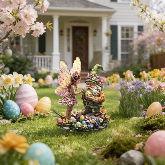 Hometravel Easter Garden Stakes, 2D Bunny Rabbit Eggs Outdoor Decor, Waterproof Plastic Yard Sign for Patio Lawn Display