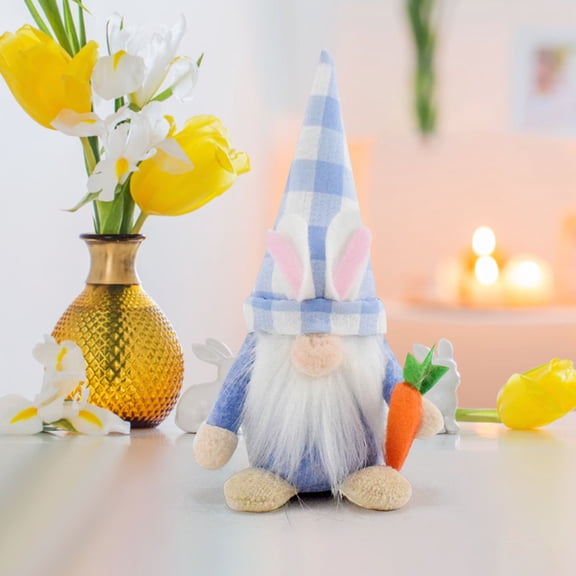 Hometravel Easter Gnome Figurine, Faceless Rabbit Goblin Doll, Mini Fabric Ornament for Spring Holiday Decor