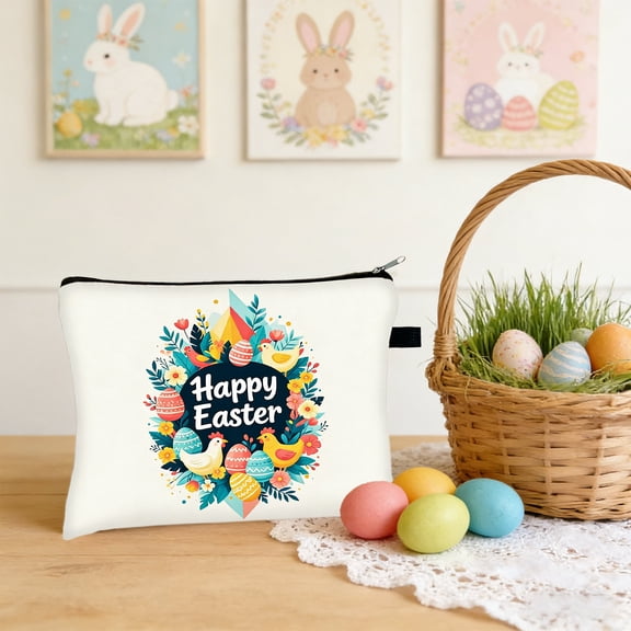 Hometravel Easter Storage Pouch, Travel Toiletry Bag with Anti-Slip Chain, 21x15cm Cosmetic Organizer for Outdoor Camping, Holiday Gift Wash Bag