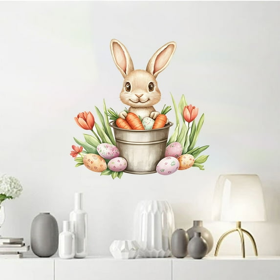 Hometravel Easter Wall Stickers, Living Room and Dining Room Holiday Decoration, Removable Vinyl Wall Decals for Seasonal Ambiance and Home Decor