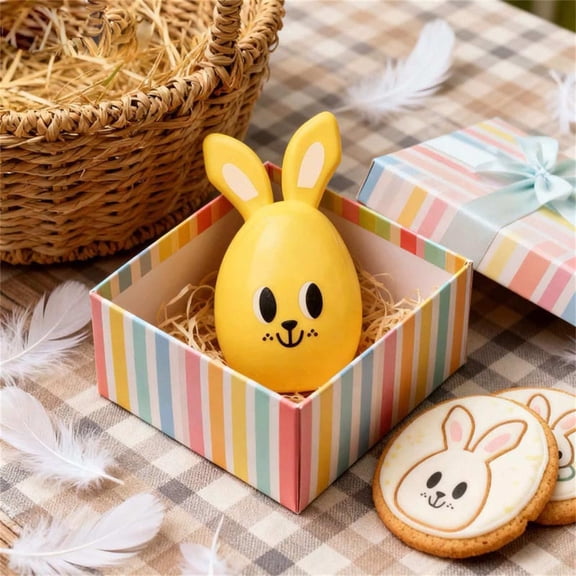 Hometravel Easter Yellow Egg Bunny Candy Gift Set, 2 Piece Openable Eggshell with Treats, Festive Candy Box for Holiday, Decorative Egg Gift for Kids and Celebration