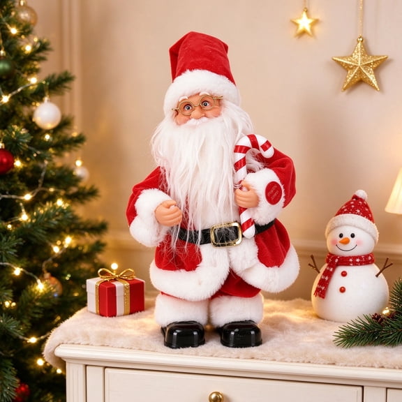 Hometravel Electric Jumping Santa Figure, Classic Red Suit Dancing Santa Ornament, for Christmas Indoor Table Window Sill Decor