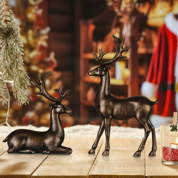 Hometravel Electroplated Deer Statue, Pair of Figurines for Wine Cabinet Decor, Living Room TV Console Decoration, Elegant Home Accent Piece