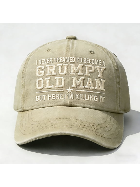 Embroidered Hat, I Never Thought I Become A Hot Tempered Old Man Cap, Funny Adult Novelty Baseball Hat, Adjustable