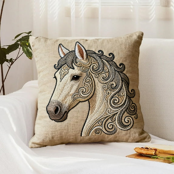 Hometravel Equestrian Pillow Cover, Horse Head Design Decorative Cushion Case, Soft Throw Pillow Cover for Sofa, Bed, Home Decor