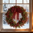 thumbnail image 1 of Hometravel Eucalyptus Leaf Wreath, Artificial Greenery Bow Door Hanging, Christmas Themed Entryway Decor for Home, Seasonal Display Arrangements, 1 of 7
