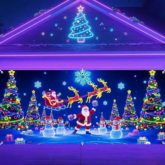 Hometravel Extra Large Christmas Garage Door Banner, Oversized Holiday Background Cloth Decor, Big Seasonal Display Banner for Garage Front, Party Background, Wall