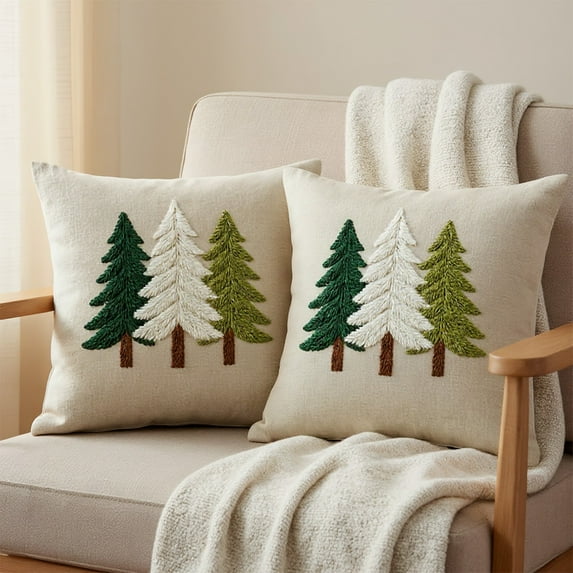 Hometravel Festive Christmas Pillow Cover 17.7x17.7 Inches, Seasonal Pattern Pillow Case with Hidden Closure, Decorative Home Accent for Living Room, Bedroom