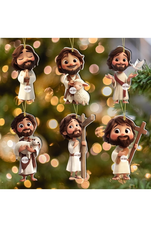 Figure Doll Keychain, 6-piece 2D Acrylic Character Set, Retro Design Pendant for Backpack and Car Mirror