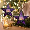 thumbnail image 1 of Hometravel Five Pointed Star Candlestick, Iron Stained Glass Windproof Lantern, Retro Style Holiday Decoration, Outdoor and Indoor Festive Ambiance Light, 1 of 6