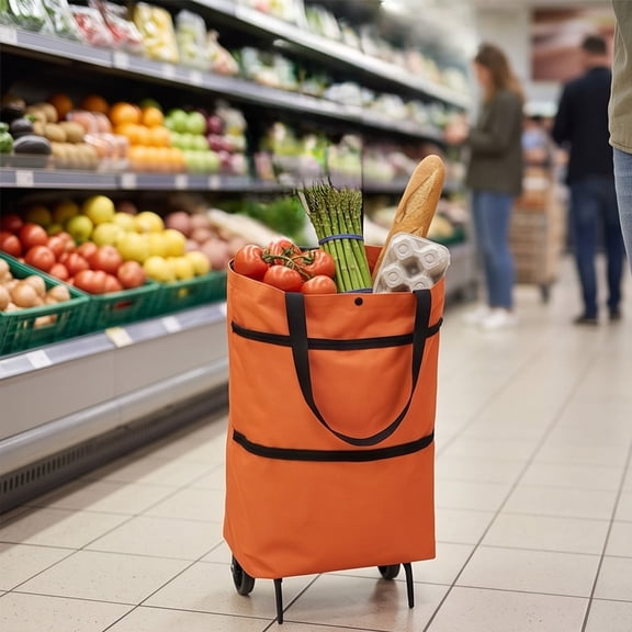 Hometravel Foldable Wheeled Shopping Tote Bag, Portable Rolling Grocery Bag with Wheels, Expandable Reusable Shopping Tote for Supermarket Market Picnic, 5 Colors
