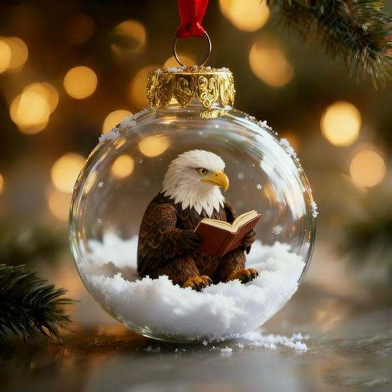 Hometravel Forest Animals Reading Ornament, Christmas Ball Pendant with Animal Figures, Festive Holiday Decor for Tree, Gift, Book Lovers