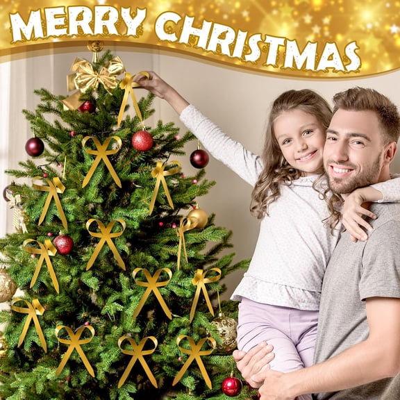 Hometravel Gold Metal Bow Clip, Decorative Ornament with Attachment Clip, Versatile Holiday Decor for Christmas Tree and Wreath Displays