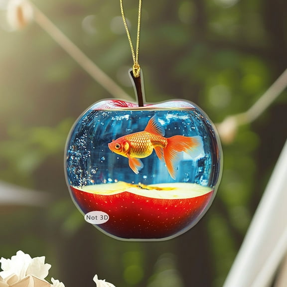 Hometravel Goldfish in Water Tank Pendant, 2D Flat Hanging Ornament for Gifts, Souvenir Decor for Home, Wall, Window, Unique Animal Themed Decoration