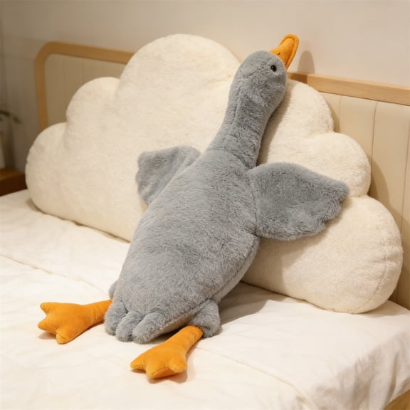 Hometravel Gray Plush Goose, Long Stuffed Animal Pillow for Sleeping, Soft Body Pillow for Bed Couch Cuddle Companion