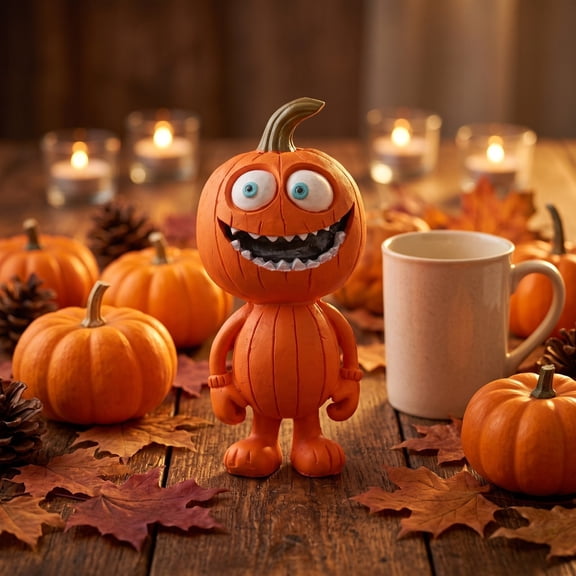 Hometravel Halloween Pumpkin Figurines, Resin Cute Mini Doll Ornaments, Fall Decor for Tabletop, Shelf, Indoor Outdoor Party Accent