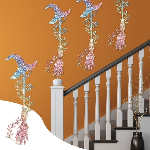 Hometravel Halloween Window Stickers, Witch Theme Glitter Decals, Festive Glass Decoration for Window, Wall, Holiday Party Atmosphere