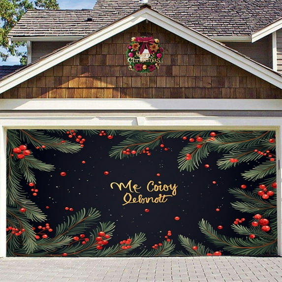 Hometravel Holiday Garage Door Banner, Oversized Outdoor Party Decor, Festive Fabric Hanging Background for Yard Display
