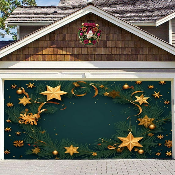 Hometravel Holiday Garage Door Banner, Oversized Outdoor Party Decor, Festive Fabric Hanging Background for Yard Display