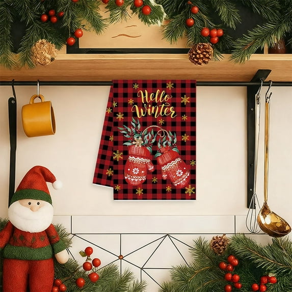 Hometravel Holiday Kitchen Towels, Christmas Tree Pattern Microfiber Cloths, Bathroom and Tea Bar Hand Towels for Festive Use