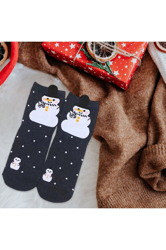 Holiday Pattern Socks Set, Christmas Cartoon Design Mid-Length Socks, Warm Seasonal Footwear for Fall Winter, Festive Wear for Home, Gift