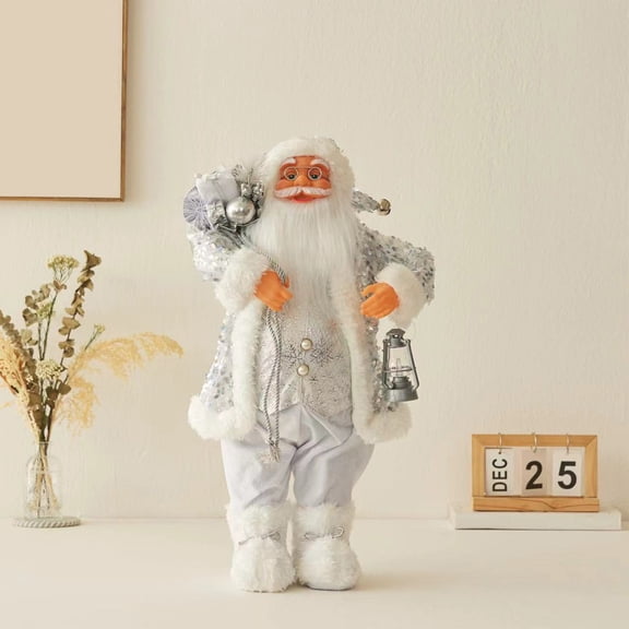 Hometravel Holiday Santa Figure, 12 Inch Tall Standing Christmas Doll, Seasonal Window Display Decor for Home, Office Celebration