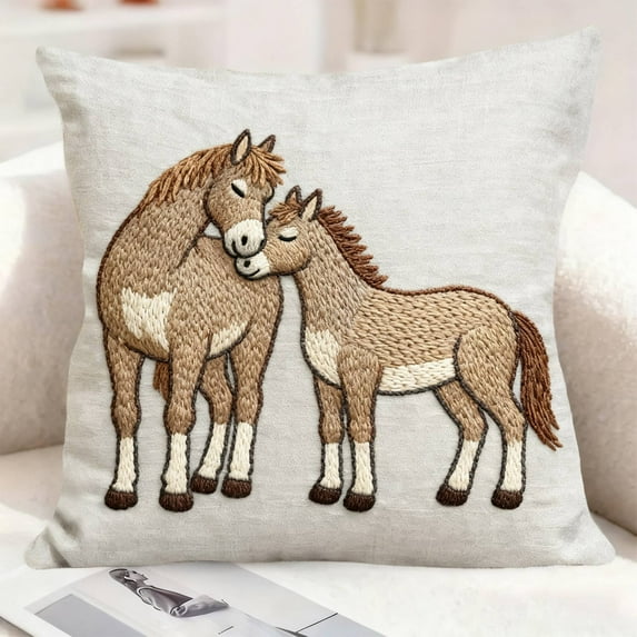 Hometravel Horse Theme Printed Pillow Case, Decorative Linen Cushion Cover for Sofa, Home Decor Living Room Accent Pillow with Unique Pattern Design
