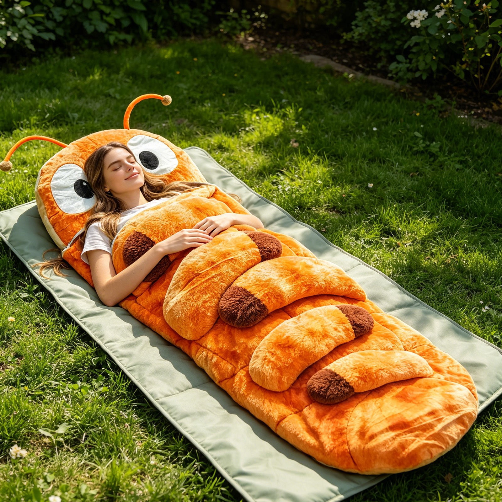 Hometravel Hugging Caterpillars Sleeping Bag Plush, Soft Cocoons Sleeping Bag for Nap, Travel, Camping, Home, Couch, Floor
