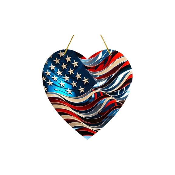 Hometravel Independence Day Hanging Decor, Acrylic 2D Star Flag Ornament, Patriotic USA Party Decoration for Door, Window, Living Room