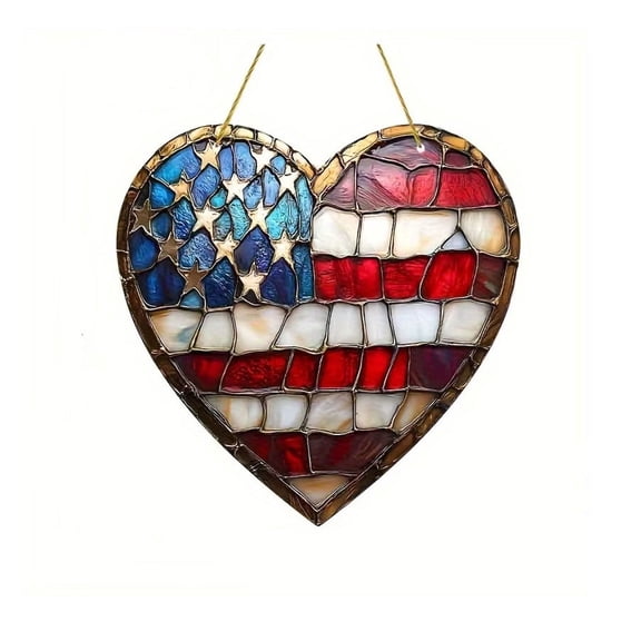 Hometravel Independence Day Hanging Decor, Acrylic 2D Star Flag Ornament, Patriotic USA Party Decoration for Door, Window, Living Room