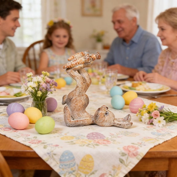 Hometravel Juggling Bunny Figurine, Resin Easter Rabbit Sculpture, Festive Table Decor Ornament, Available in 3 Colors, Spring Accent