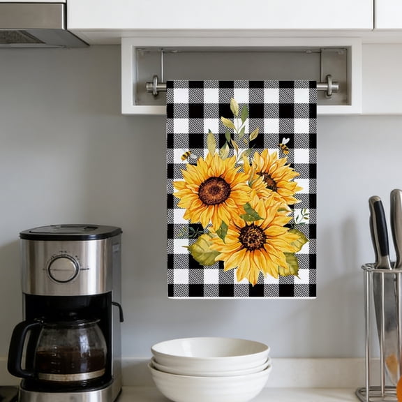 Hometravel Kitchen Dish Towel with Sunflower Pattern, Highly Absorbent Hand and Dish Cloth for Cooking and Baking, Practical Kitchen Linen for Daily Use and Decor